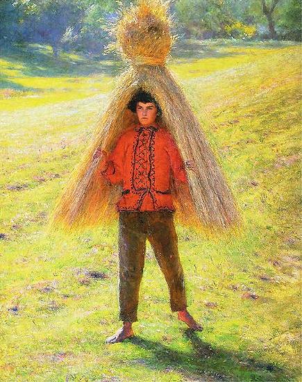 Aleksander Gierymski A boy carrying a sheaf oil painting picture